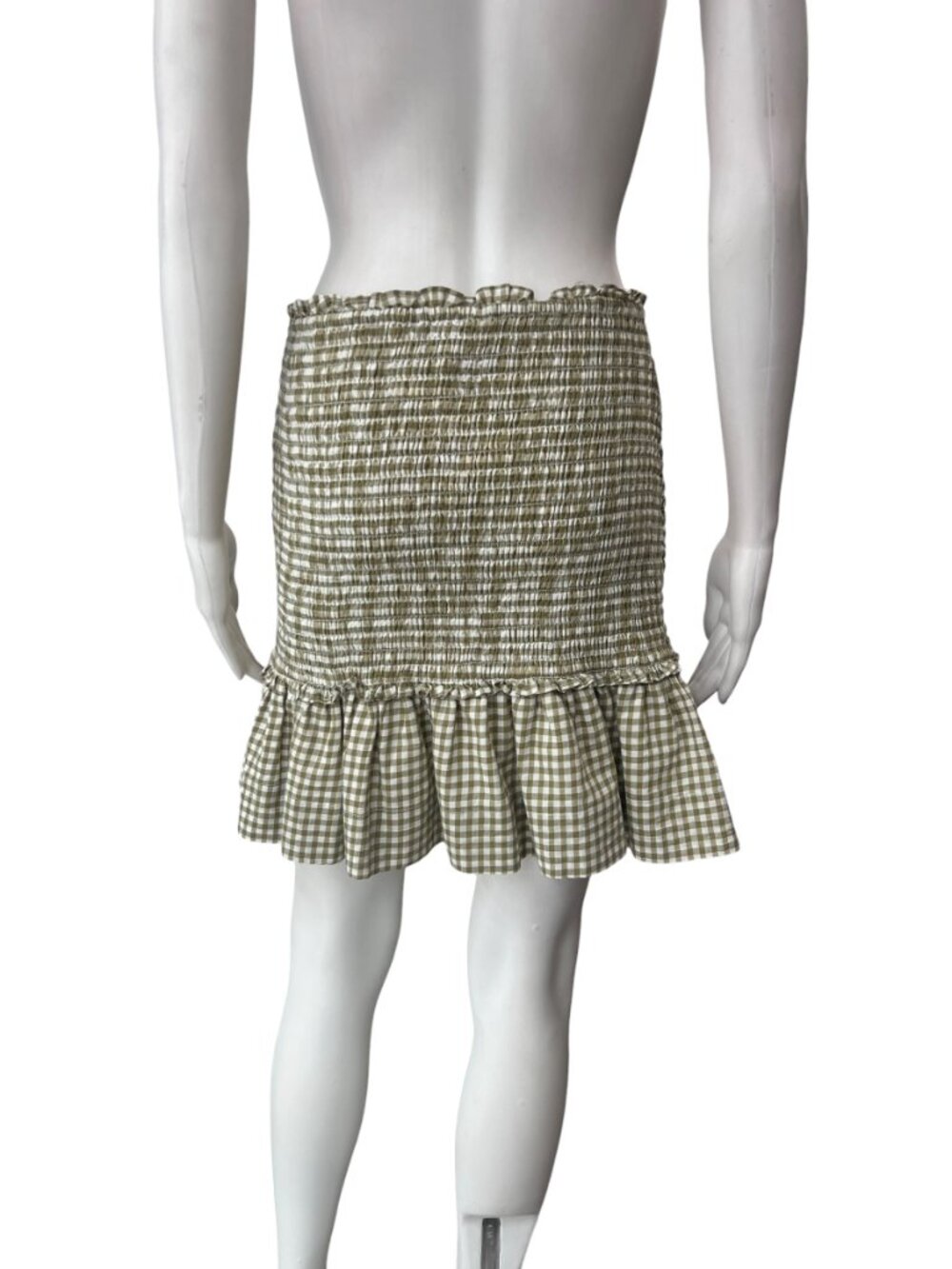 $298 Veronica Beard Green White Plaid Smocked Mini Cotton Aloya Dress size M - Picture 5 of 8